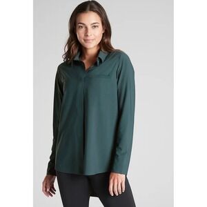 Athleta Urbinite Long Sleeve Button Up Shirt  Size M Teal